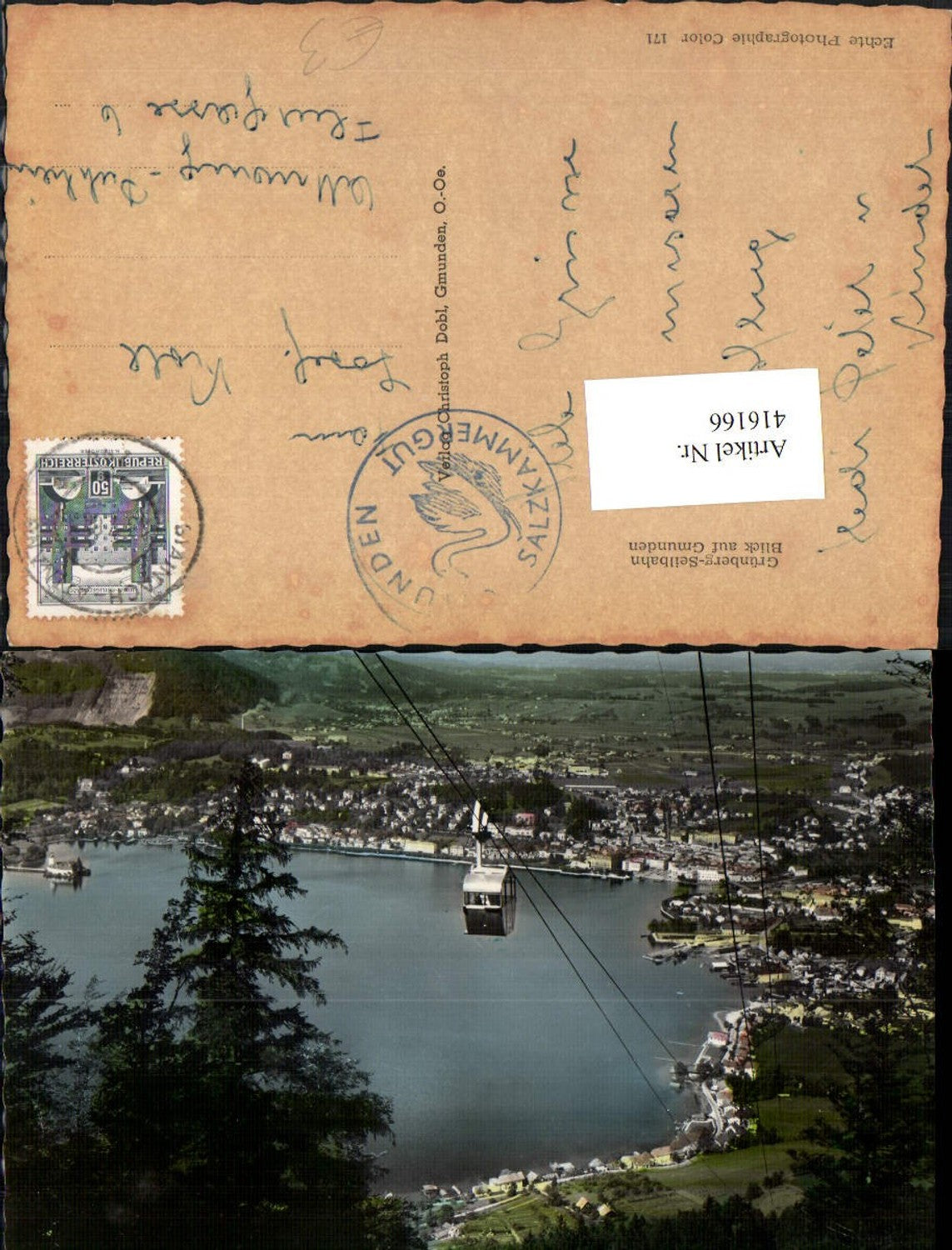 416166,Grünberg-Seilbahn Blick auf Gmunden Totale