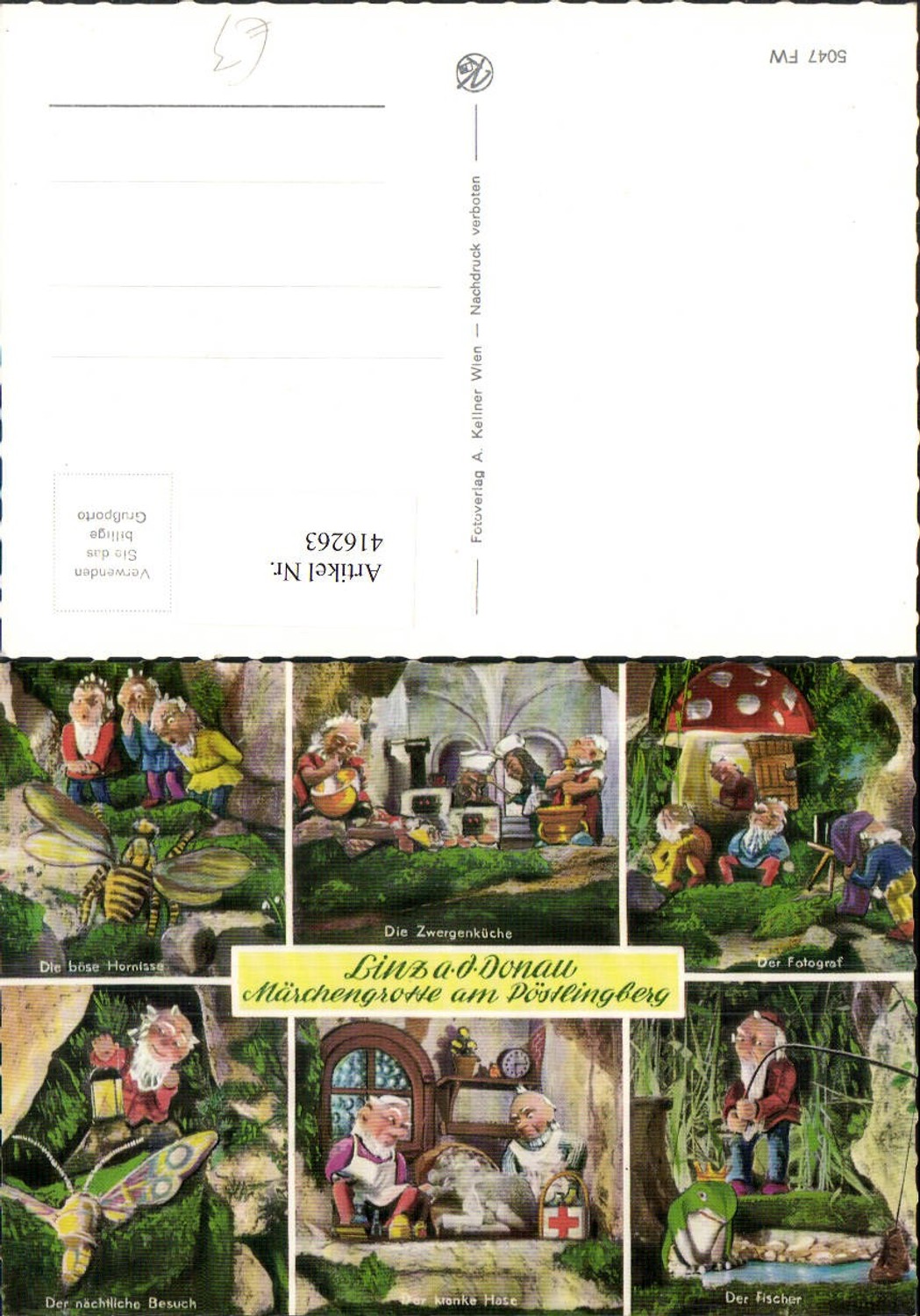 416263,Linz an d. Donau Märchengrotte am Pöstlingberg Zwerge Fischer Fotograf Mehrbildkarte