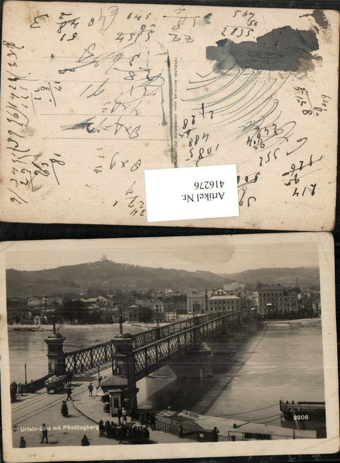 416276,Linz an d. Donau Urfahr Teilansicht m. Pöstlingberg Brücke
