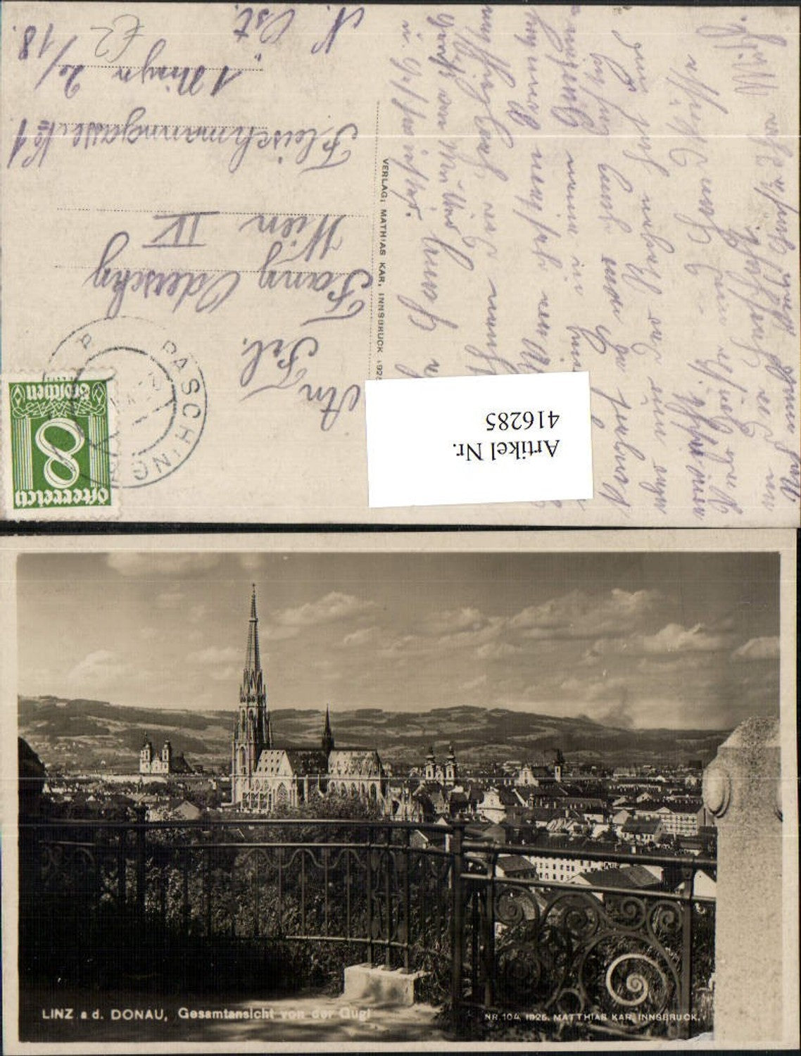 416285,Linz an d. Donau Teilansicht von d. Gugl