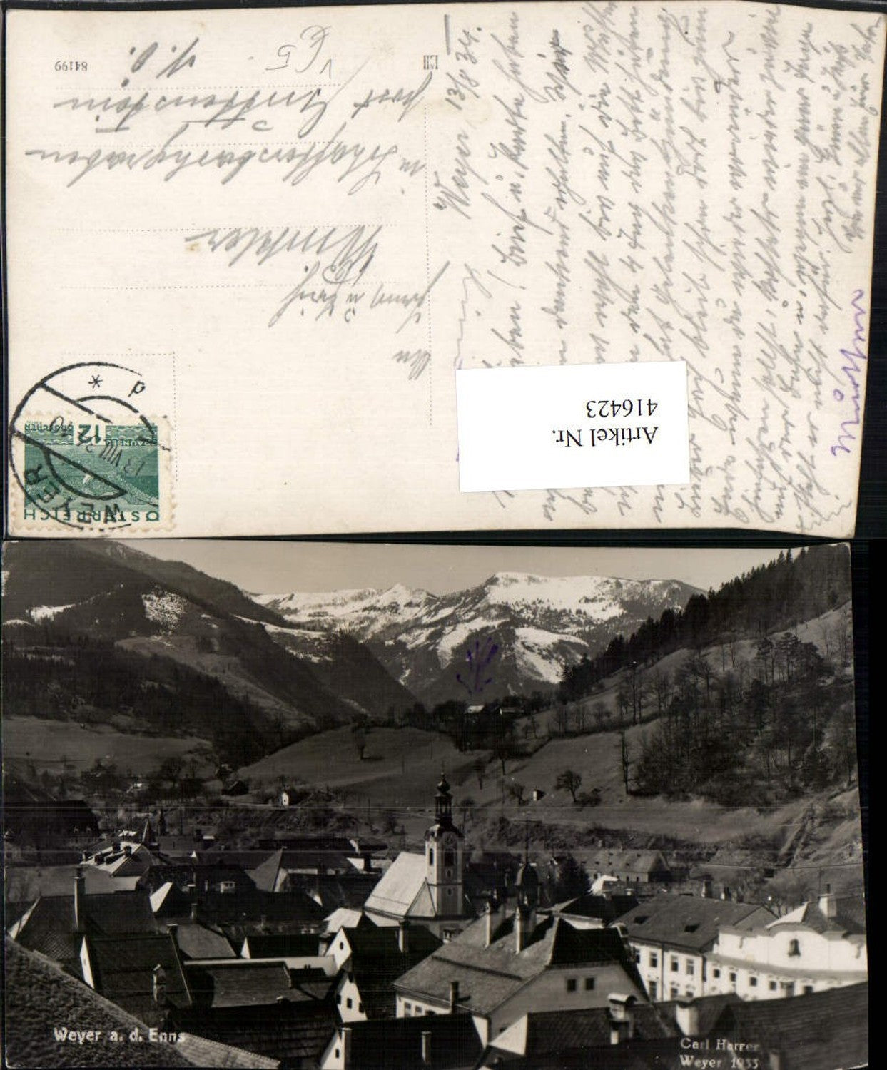 416423,Weyer an d. Enns Teilansicht Bergkulisse pub Carl Harrer