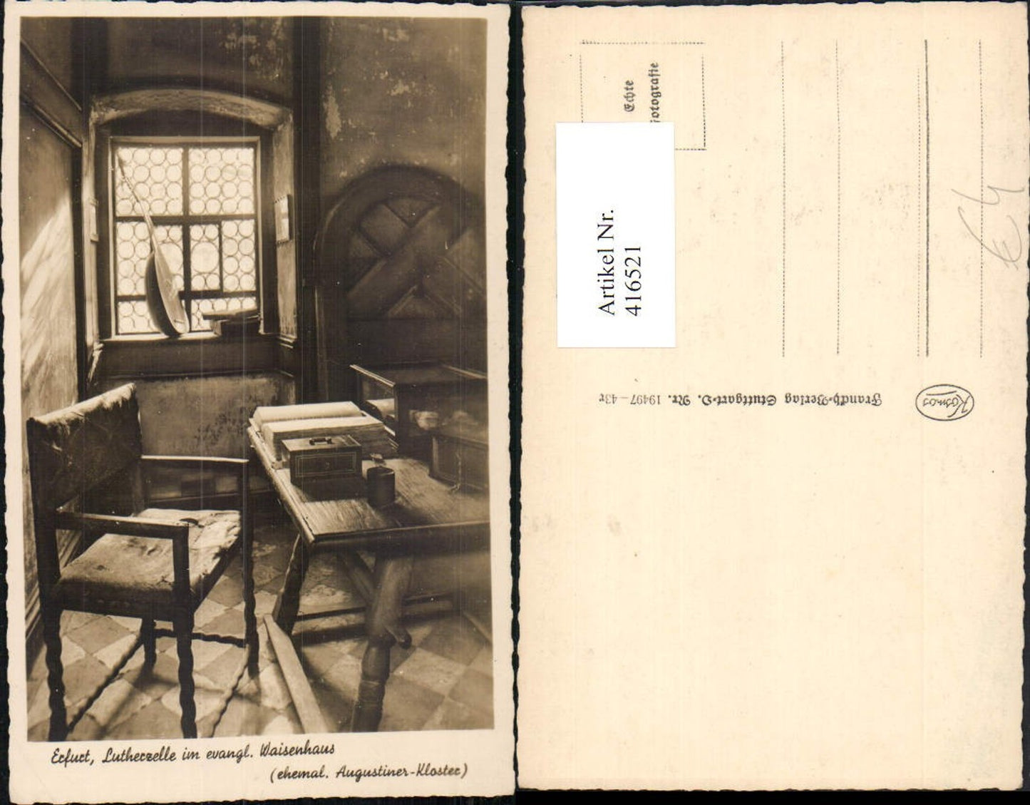416521,Erfurt Waisenhaus Lutherzelle Innenansicht Mandoline