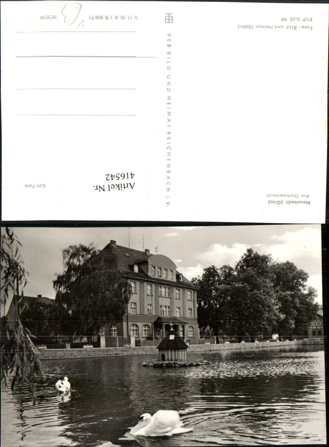 416542,Neustadt an d. Orla Gamsenteich Teich Schwäne pub VEB