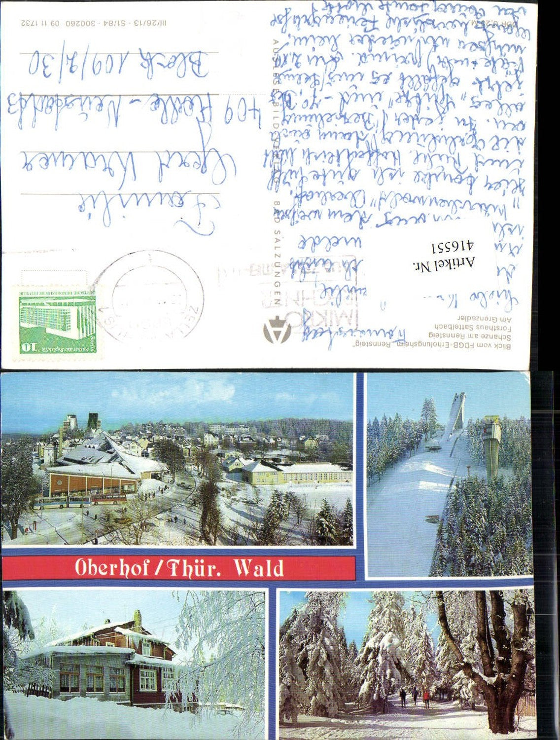 416551,Oberhof Totale Schanze Forsthaus Grenzadler Winterbilder Mehrbildkarte