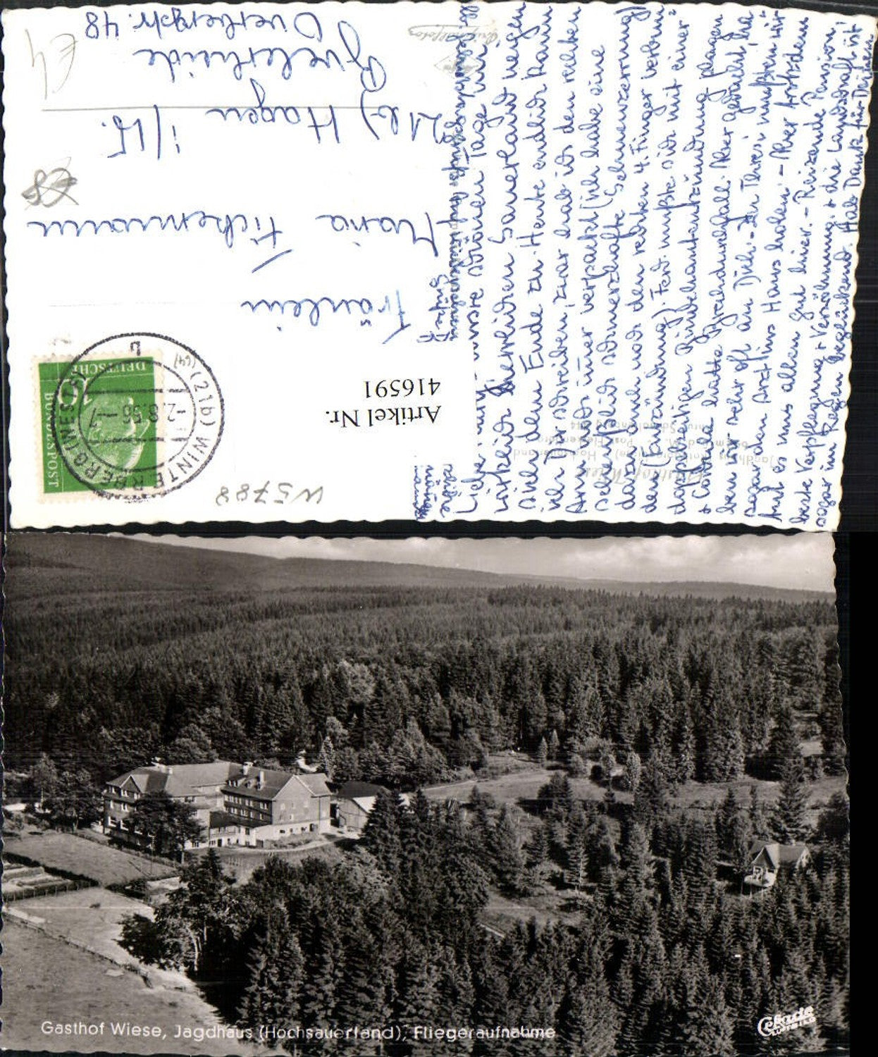 416591,Schmallenberg Fleckenberg Jagdhaus Gasthof Wiese Fliegeraufnahme