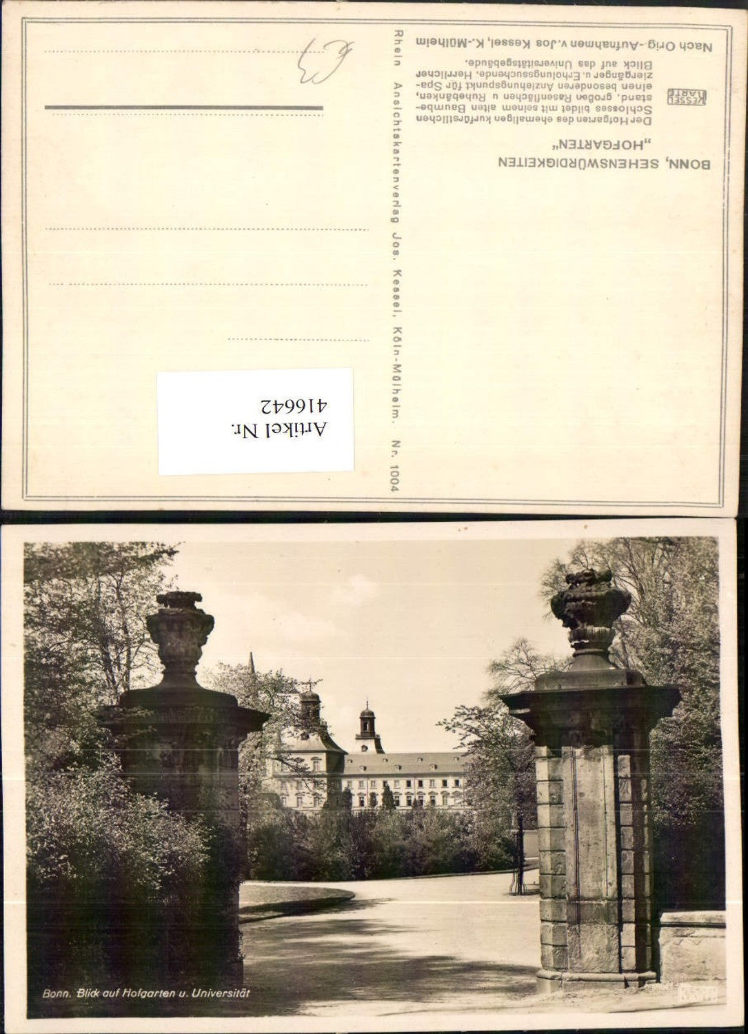 416642,Bonn am Rhein Blick auf Hofgarten u. Universität