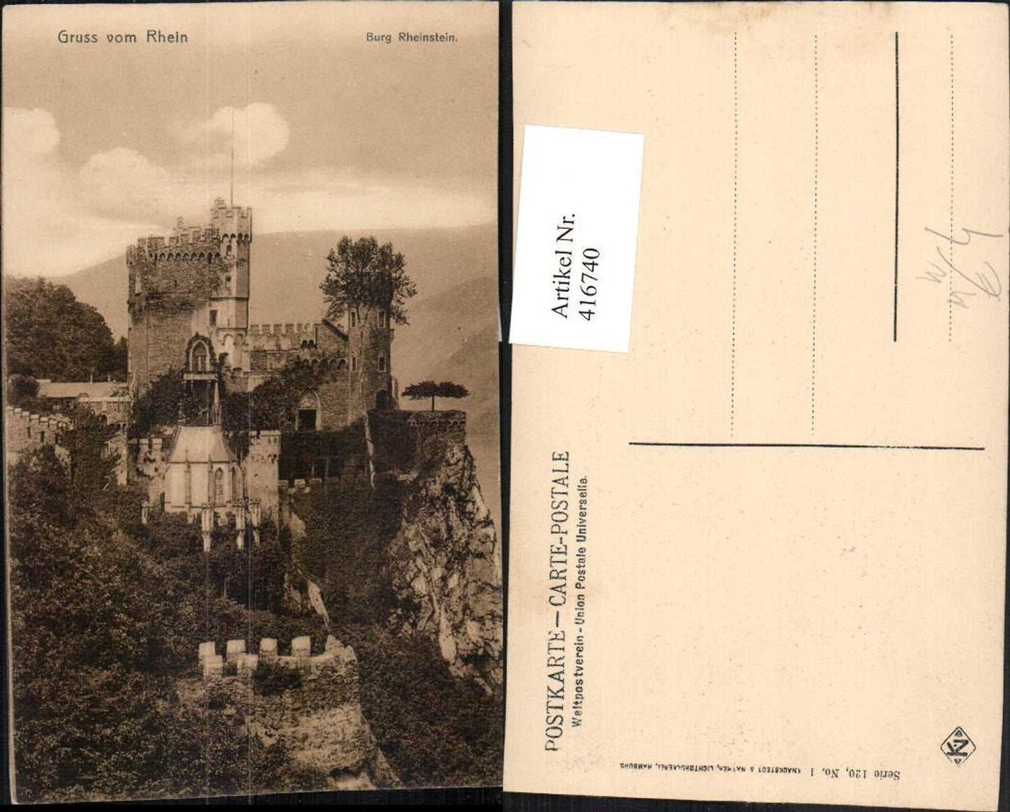 416740,Gruß vom Rhein Burg Rheinstein b. Trechtingshausen