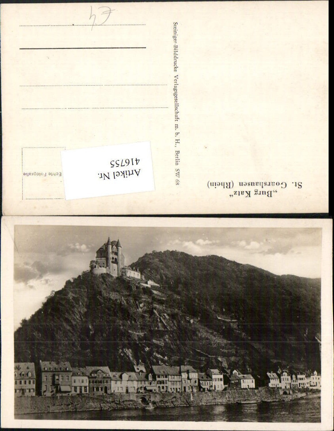416755,St. Goarshausen am Rhein Teilansicht m. Burg Katz