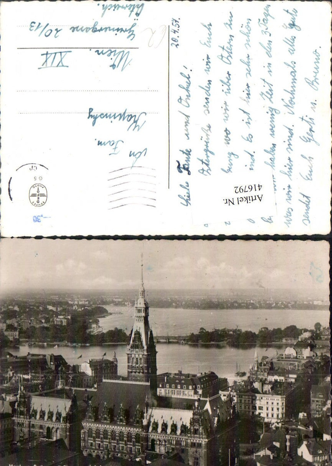 416792,Hamburg Rathaus m. Binnen- und Außenalster