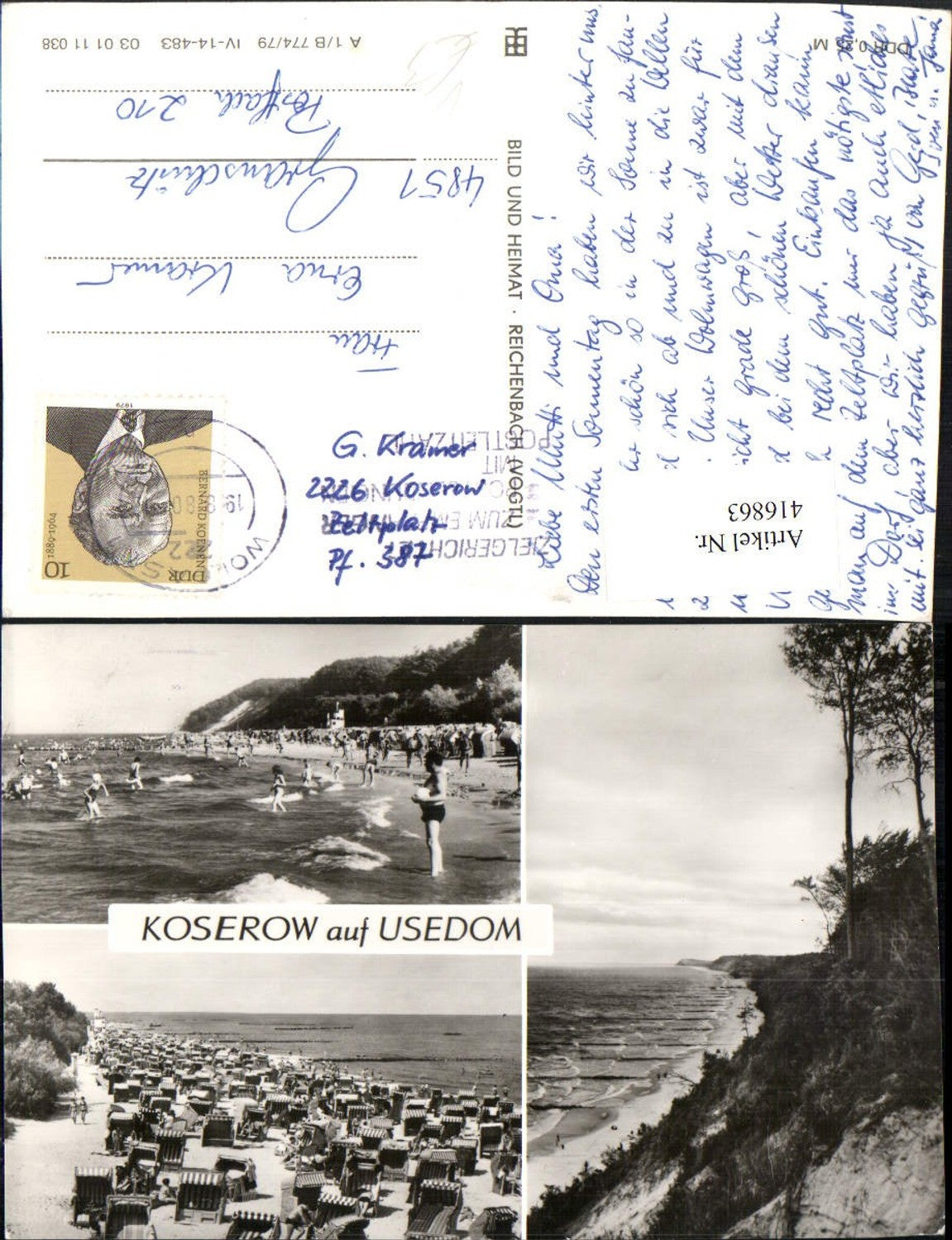 416863,Koserow auf Usedom Strand Strandleben Mehrbildkarte pub VEB