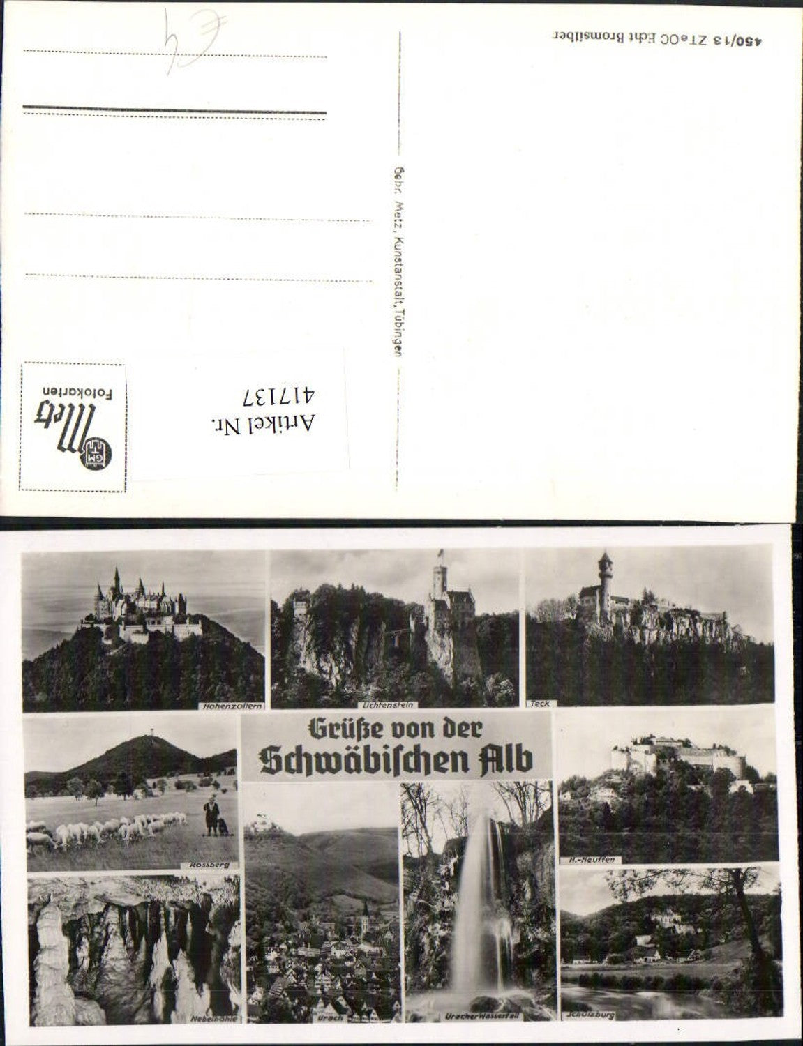 417137,Schwäbische Alb Urach Totale Wasserfall Burg Teck Lichtenstein Hohenzollern Mehrbildkarte