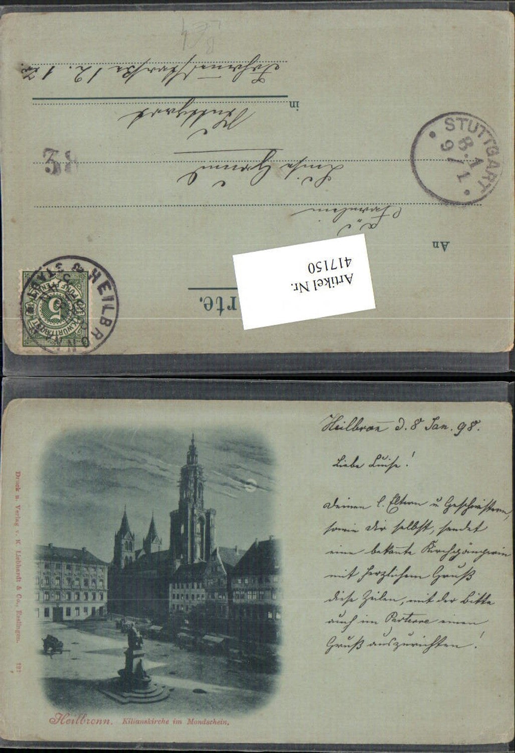 417150,Mond Litho Heilbronn Kilianskirche Kirche Denkmal