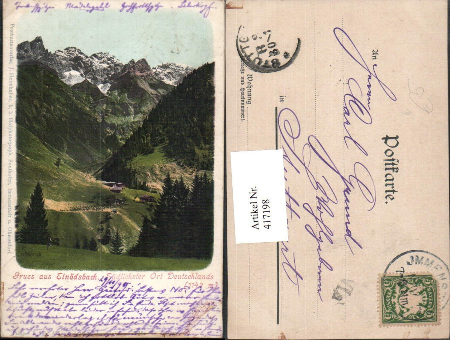 417198,Gruß aus Einödsbach b. Oberstdorf Totale Bergkulisse