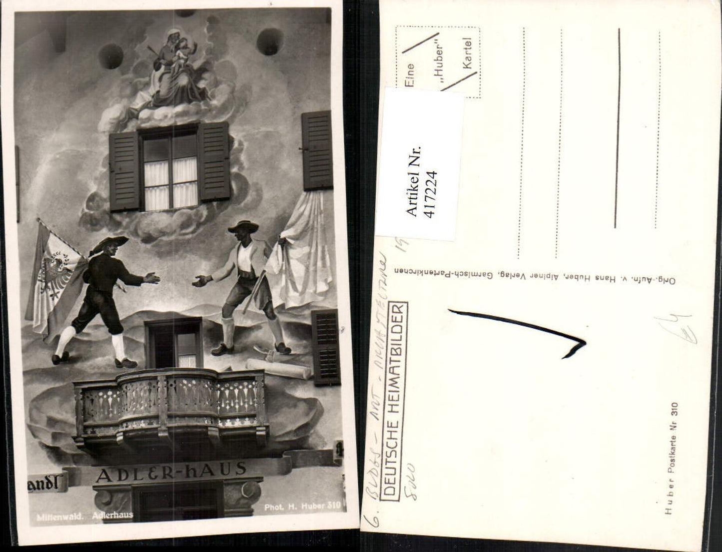 417224,Mittenwald Adlerhaus Wandgemälde pub Foto H. Huber 310