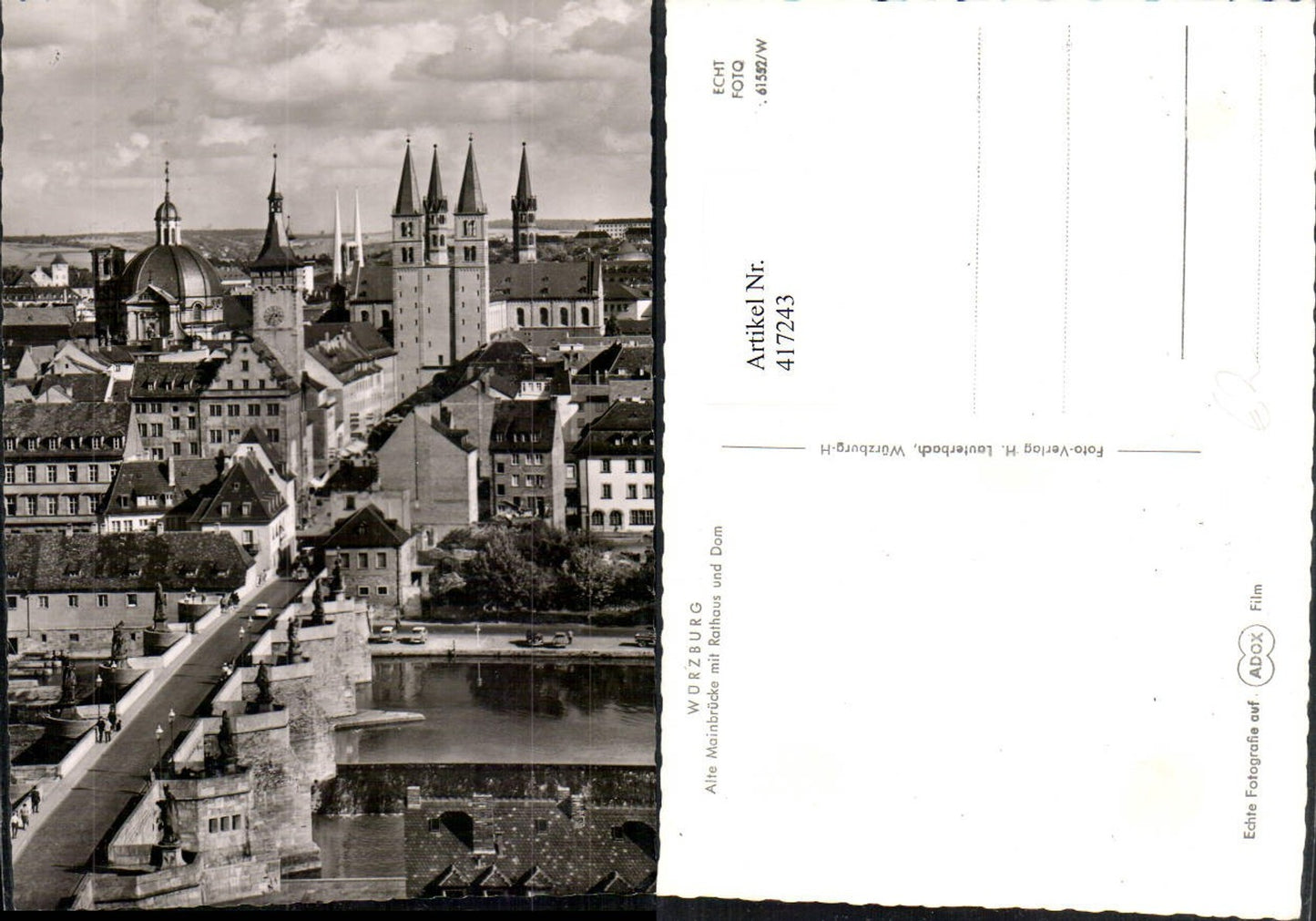 417243,Würzburg Alte Mainbrücke Brücke m. Rathaus u. Dom