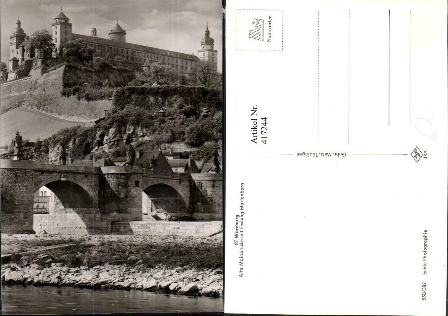 417244,Würzburg Alte Mainbrücke Brücke m. Festung Marienberg