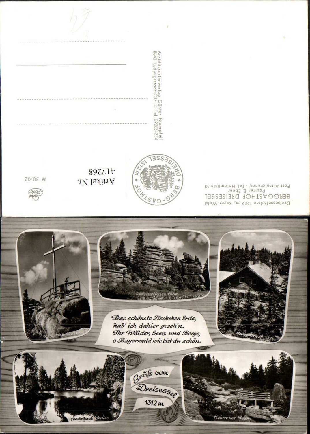 417268,Dreisessel b. Altreichenau Berggasthof Felsen Kreuz Mehrbildkarte