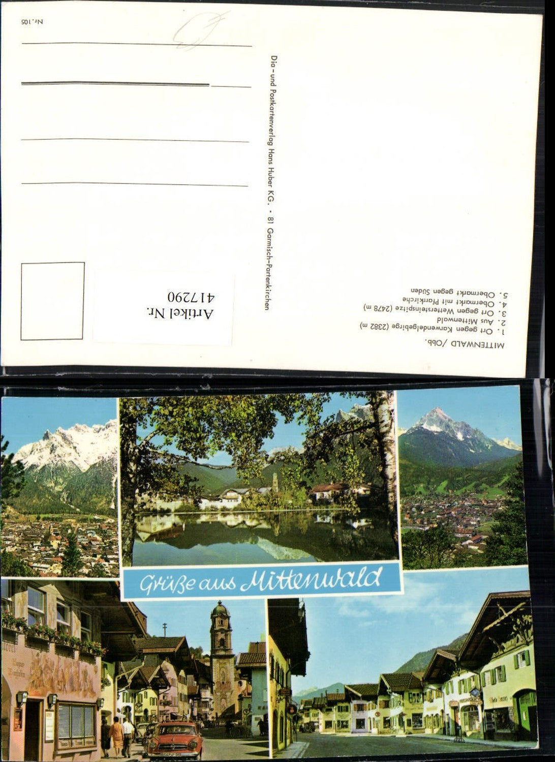 417290,Mittenwald Totale Straßenansichten Kirche Mehrbildkarte