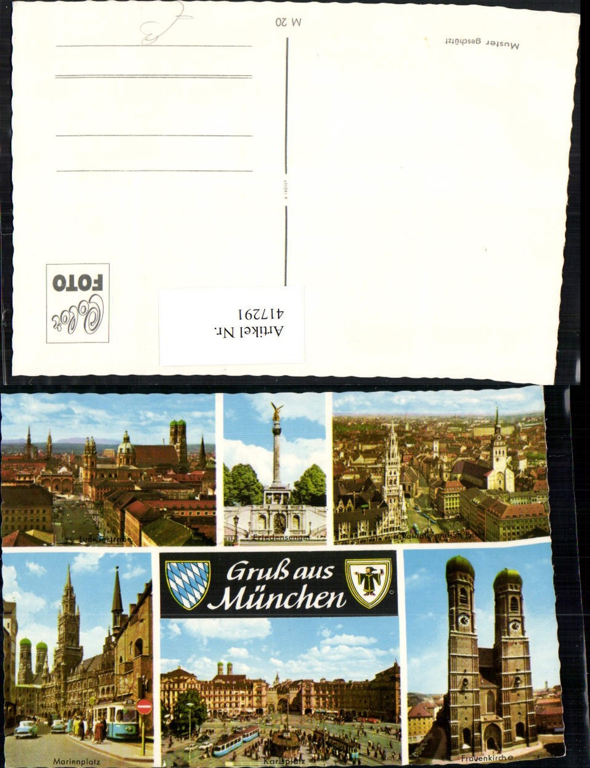 417291,München Teilansicht Marienplatz Frauenkirche Karlsplatz Mehrbildkarte