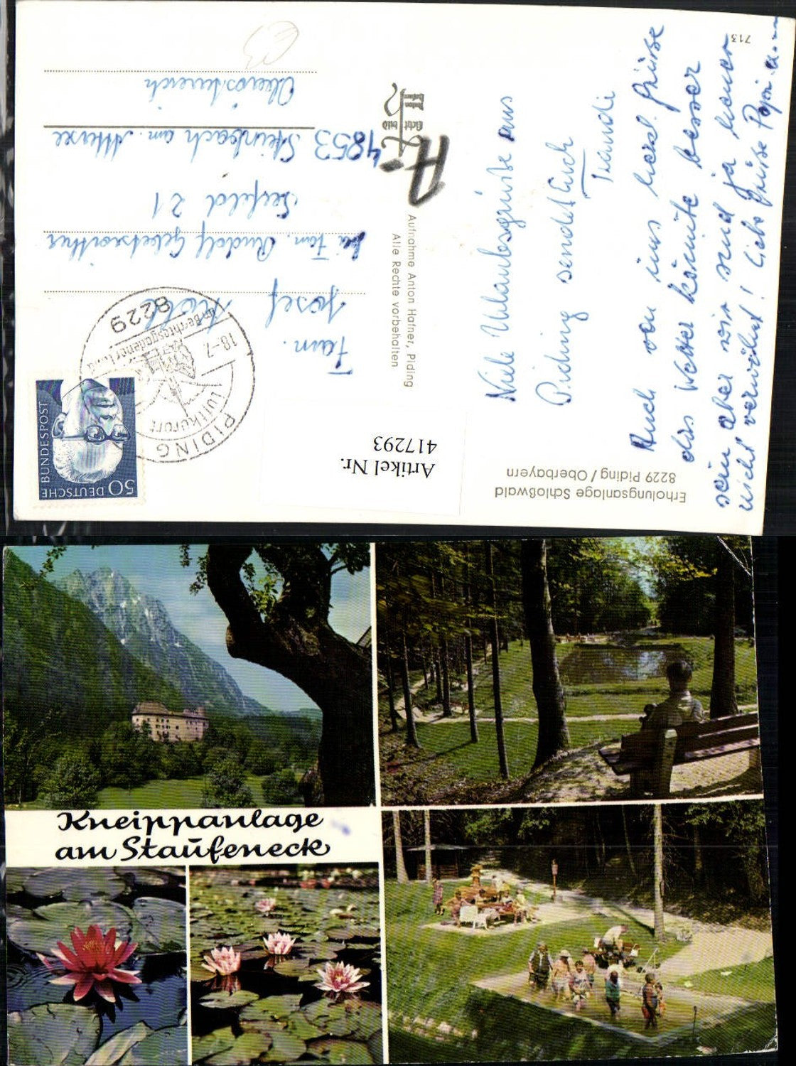 417293,Piding Kneippanlage Staufeneck Schlosswald Seerosen Mehrbildkarte