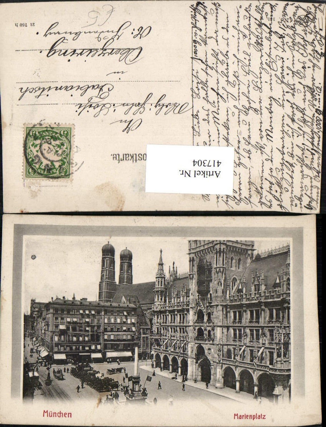 417304,München Marienplatz Rathaus Frauenkirche
