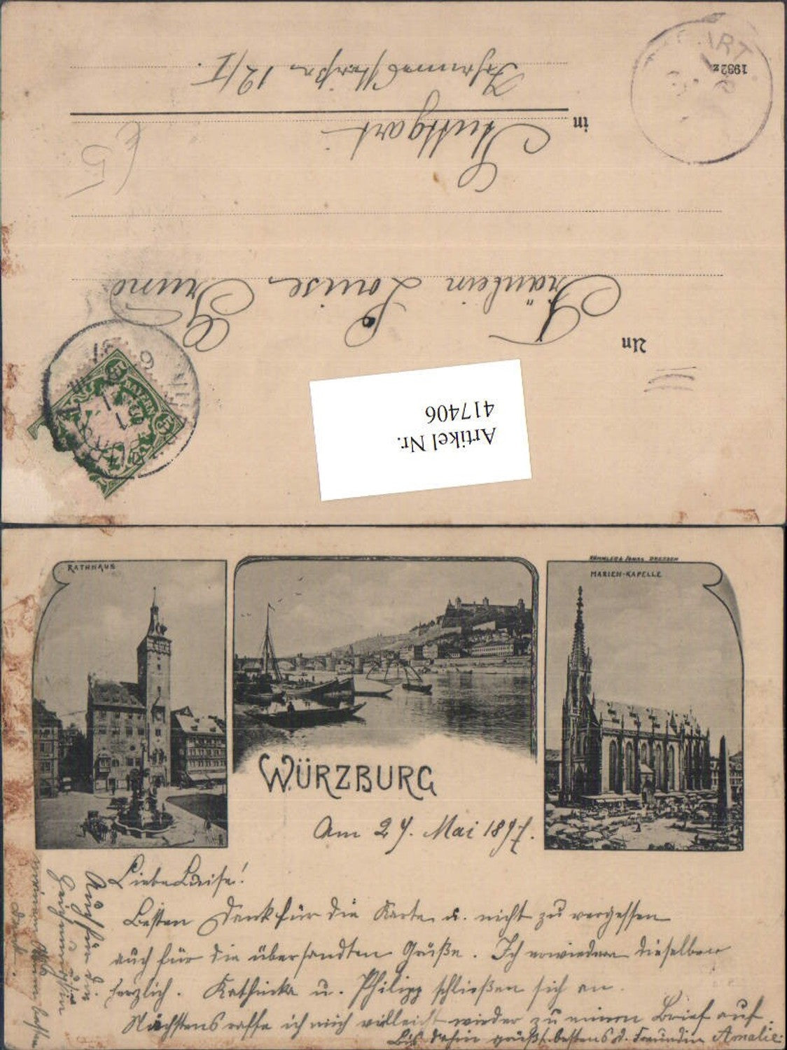 417406,Würzburg Teilansicht Rathaus Marien-Kapelle Kirche Mehrbildkarte