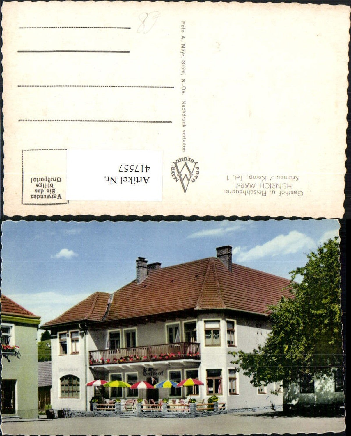 417557,Krumau am Kamp Gasthof u. Fleischhauerei Heinrich Märkl