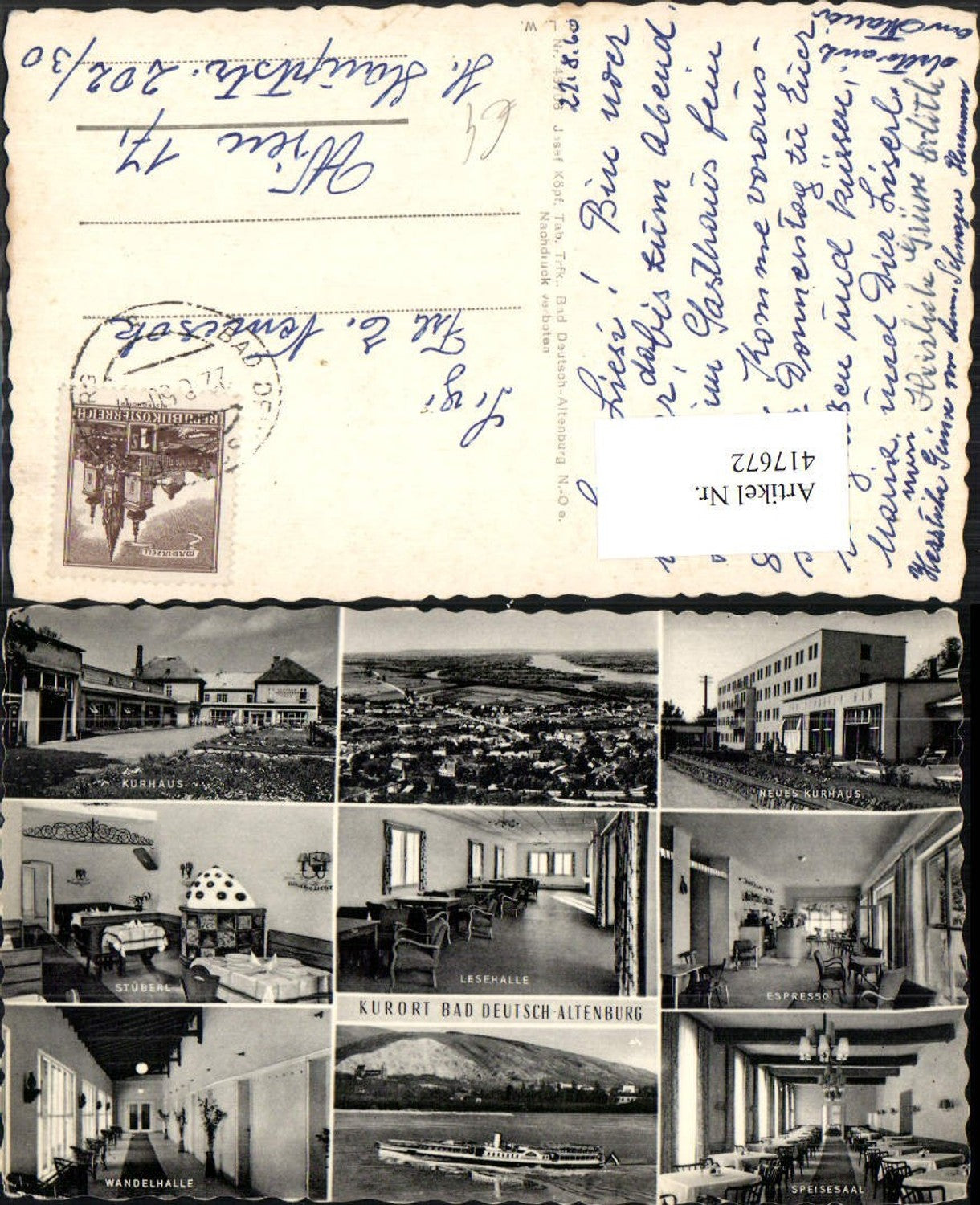 417672,Bad Deutsch Altenburg Totale Kurhaus Dampfer Mehrbildkarte