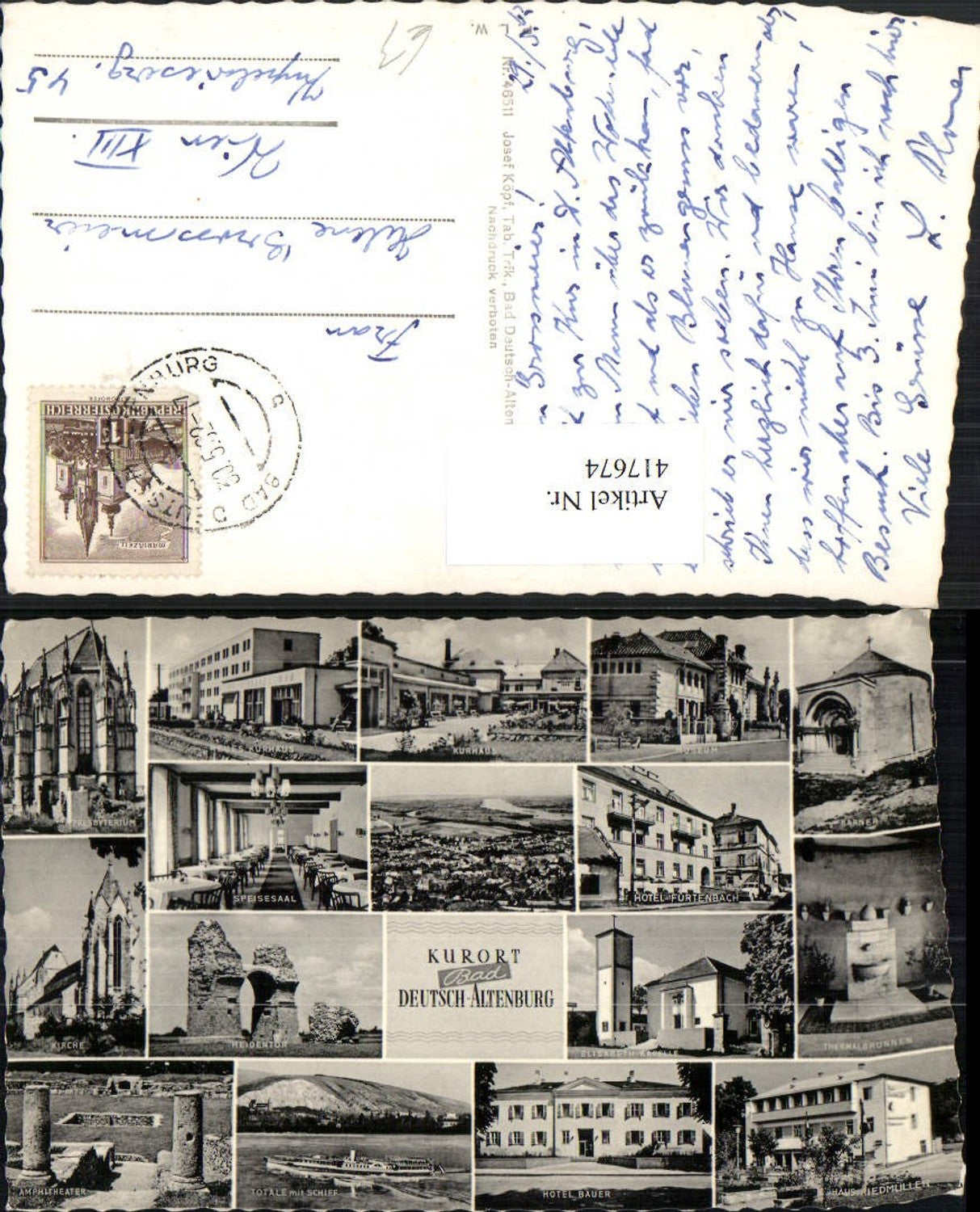 417674,Bad Deutsch Altenburg Totale Kirche Dampfer Amphitheater Mehrbildkarte