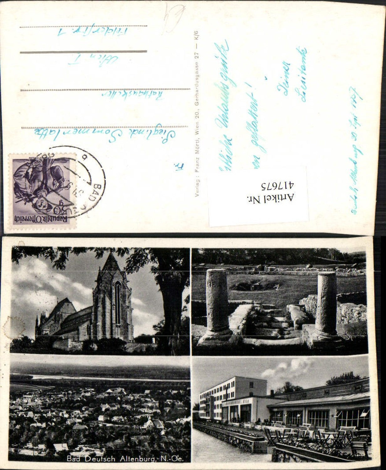 417675,Bad Deutsch Altenburg Totale Kurhaus Kirche Mehrbildkarte