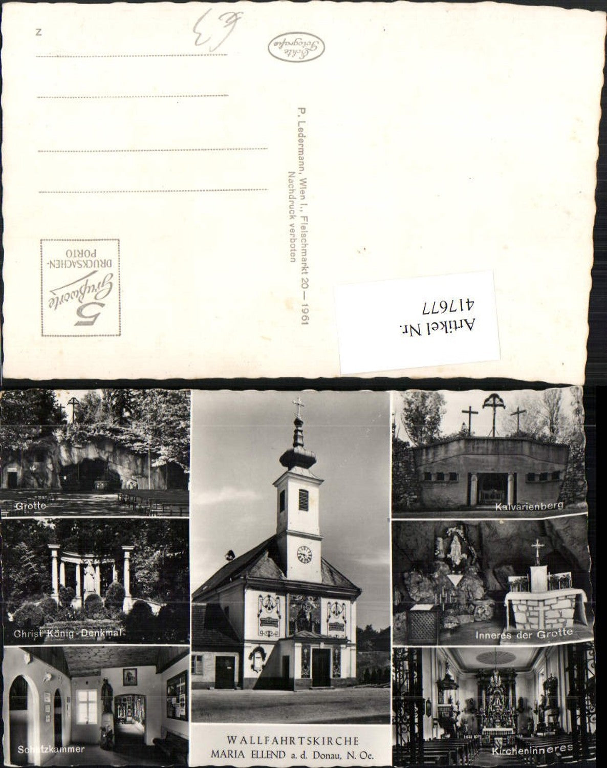 417677,Maria Ellend an d. Donau Wallfahrtskirche Grotte Kalvarienberg Mehrbildkarte