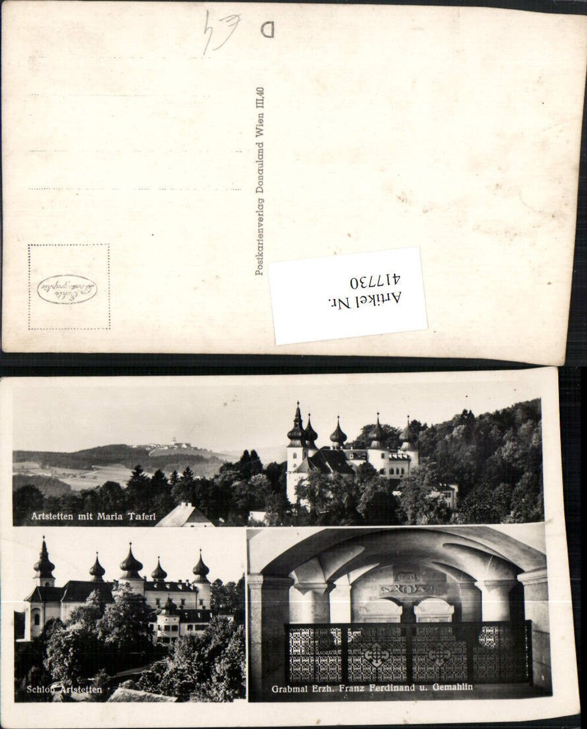 417730, Artstetten Castle with Maria Taferl Tomb of Archduke Ferdinand Multi-view postcard