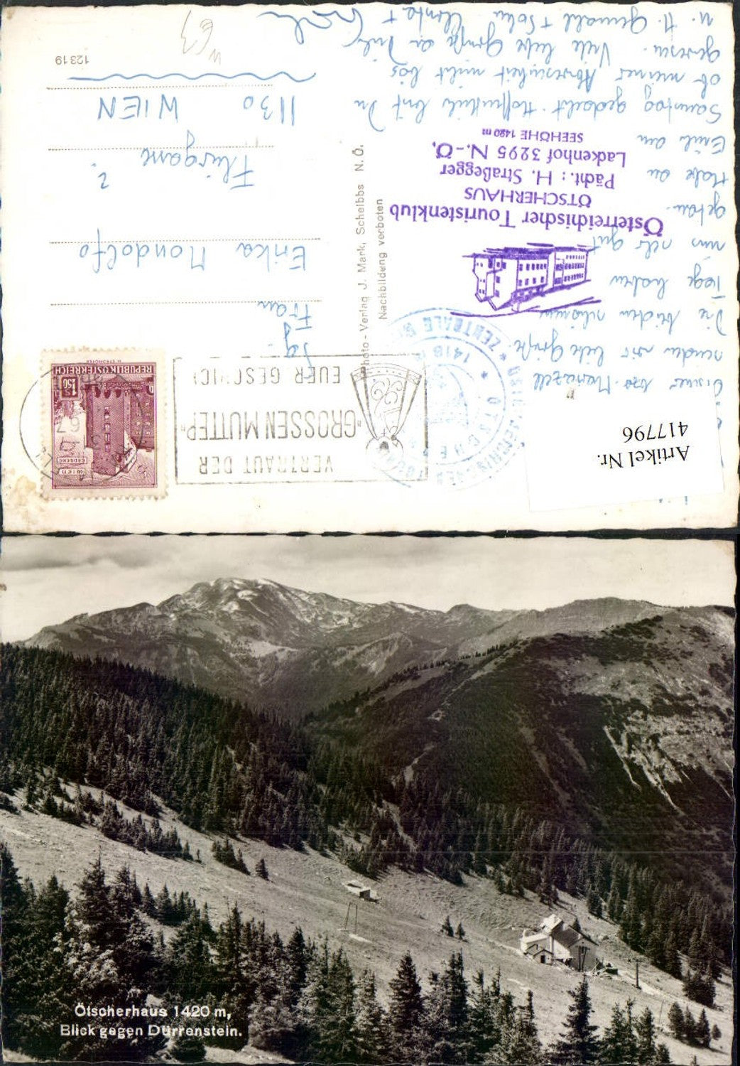 417796,Ötscherhaus Berghütte b. Lackenhof m. Dürrenstein Bergkulisse