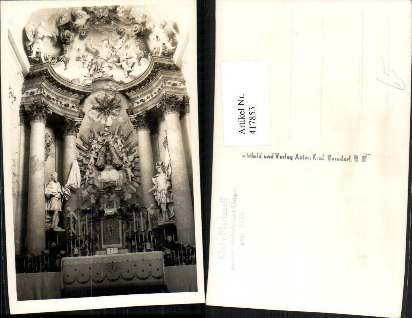 417853,Foto AK Klein-Mariazell Wallfahrtskirche Kirche Innenansicht Altar