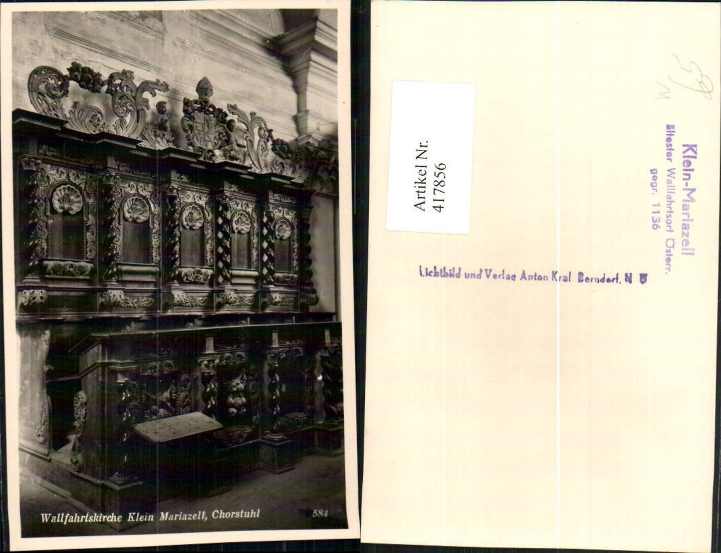 417856,Klein-Mariazell Wallfahrtskirche Kirche Chorstuhl