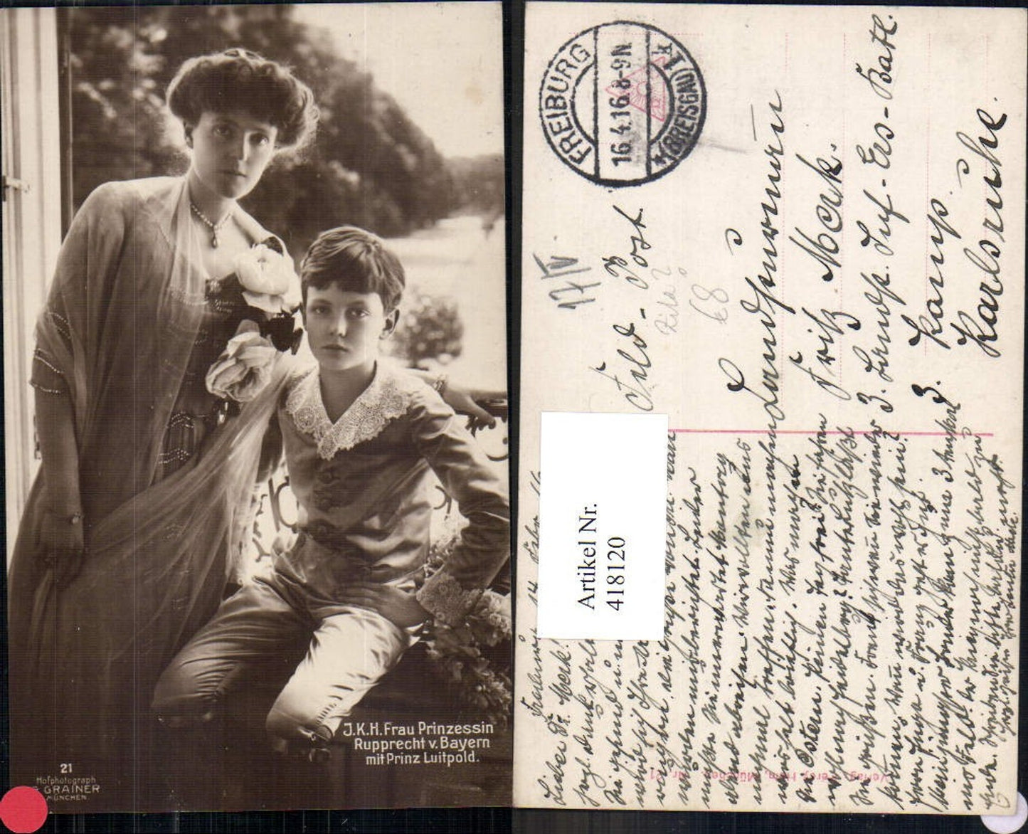 418120,Frau Prinzessin Rupprecht v. Bayern m. Prinz Luitpold Adel Monarchie Deutschland