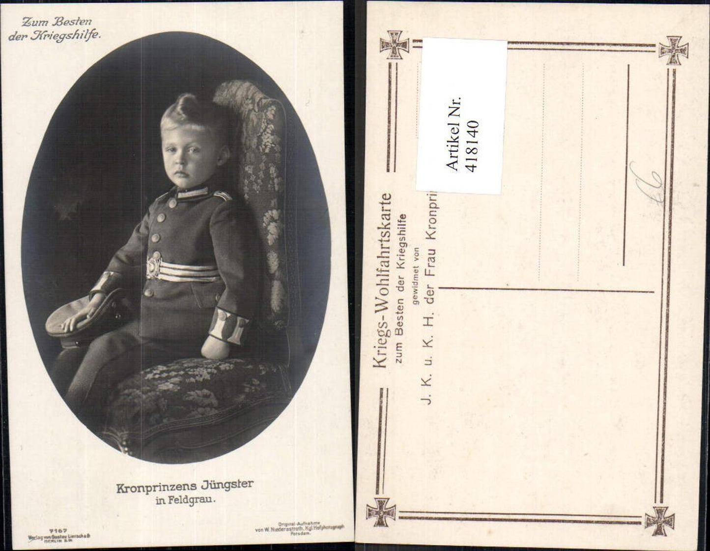 418140,Kronprinzens Jüngster i. Feldgrau Friedrich von Preußen Adel Monarchie Deutschland