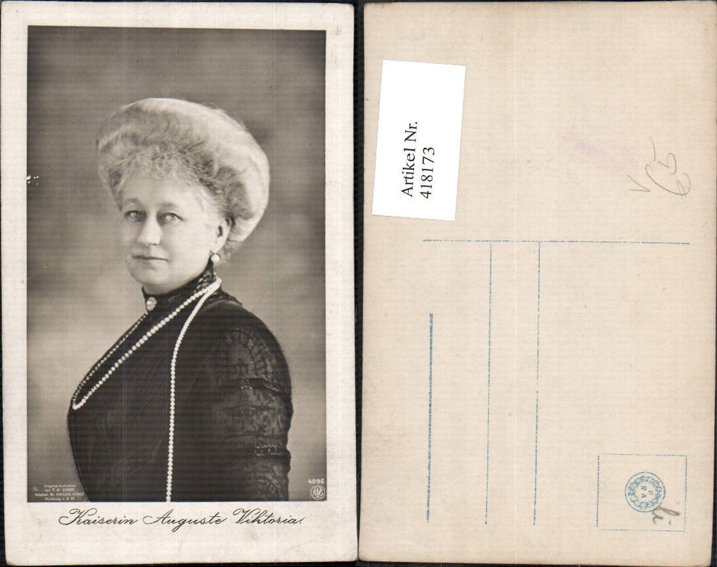 418173,Kaiserin Auguste Viktoria Adel Monarchie Deutschland pub NPG 4096