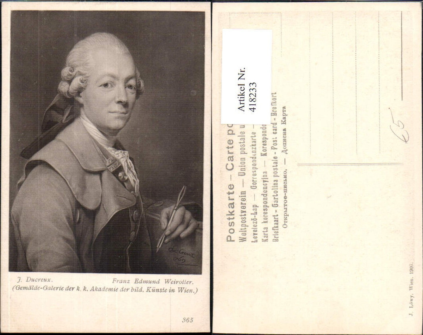 418233,Künstler Ak J. Ducreux Franz Edmund Weirotter Kunst Wissenschaft