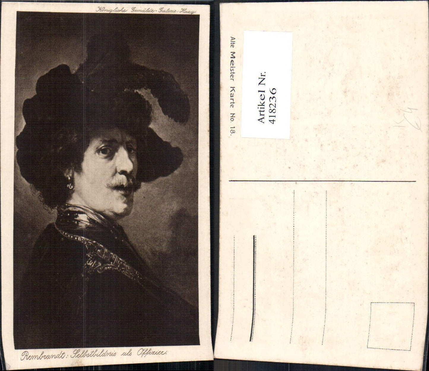 418236,Künstler Ak Rembrandt Selbstbildnis als Offizier Kunst Wissenschaft