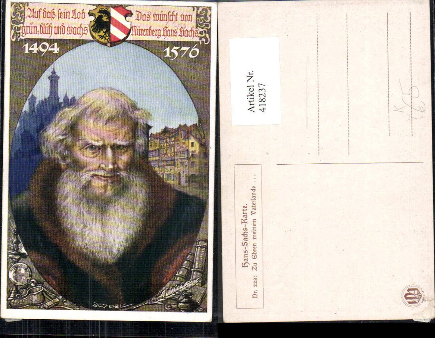 418237,Künstler Ak A. Welzl Hans Sachs Kunst Wissenschaft pub VDA 223