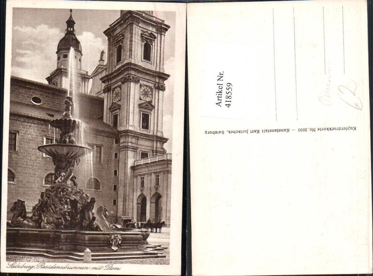 418559,Salzburg Residenzplatz m. Dom Brunnen Springbrunnen