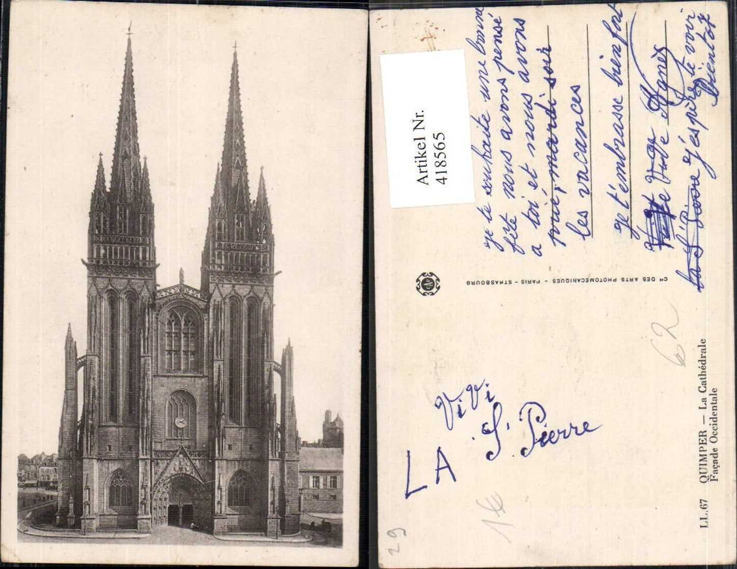 418565,Quimper La Cathedrale Facade Occidentale Kirche Dom