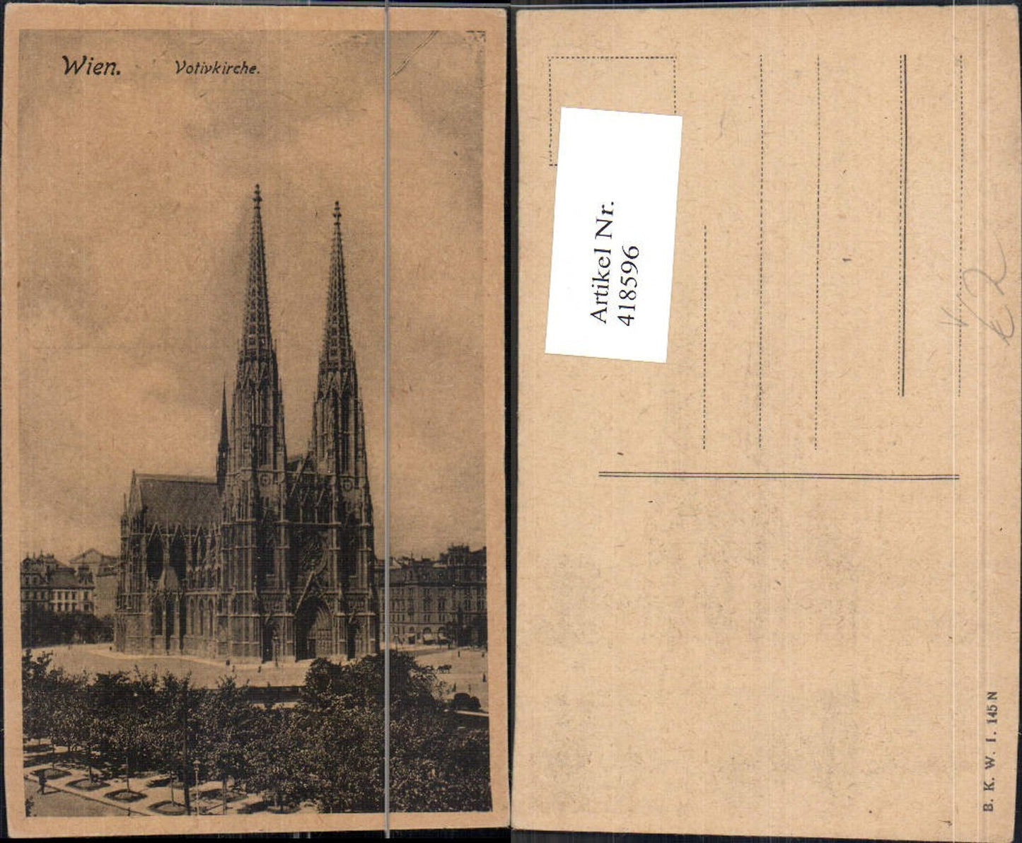 418596,Wien Votivkirche Kirche pub B.K.W.I. 145N