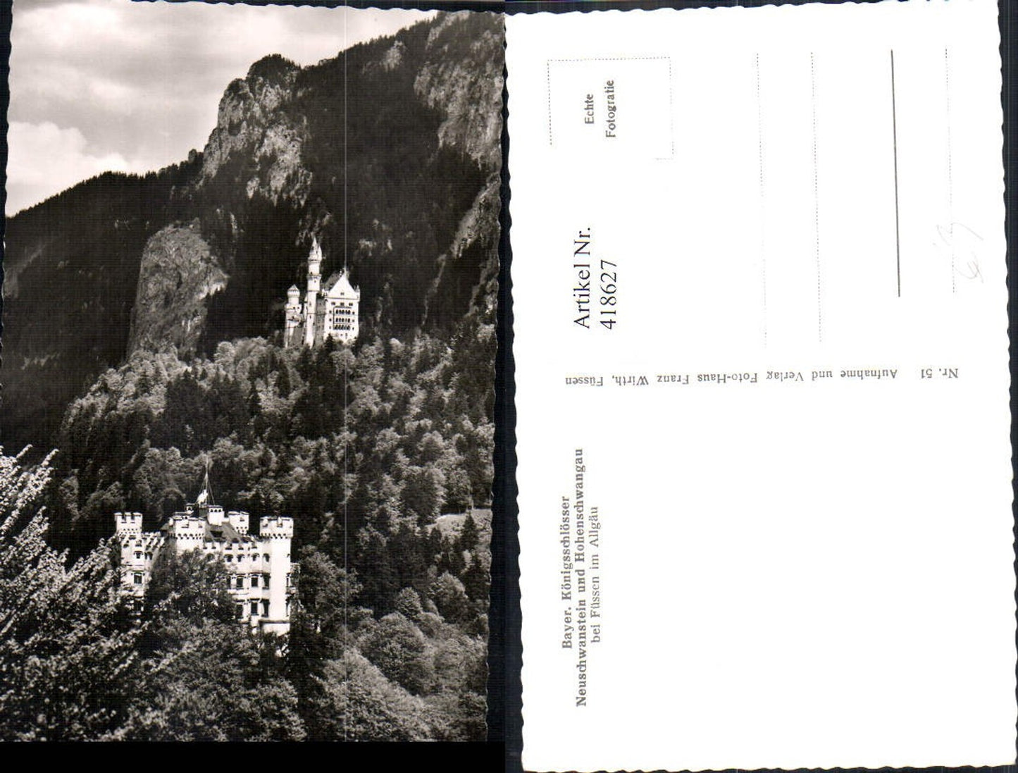 418627,Foto Ak Neuschwanstein u. Hohenschwangau b. Füssen Allgäu Schloss