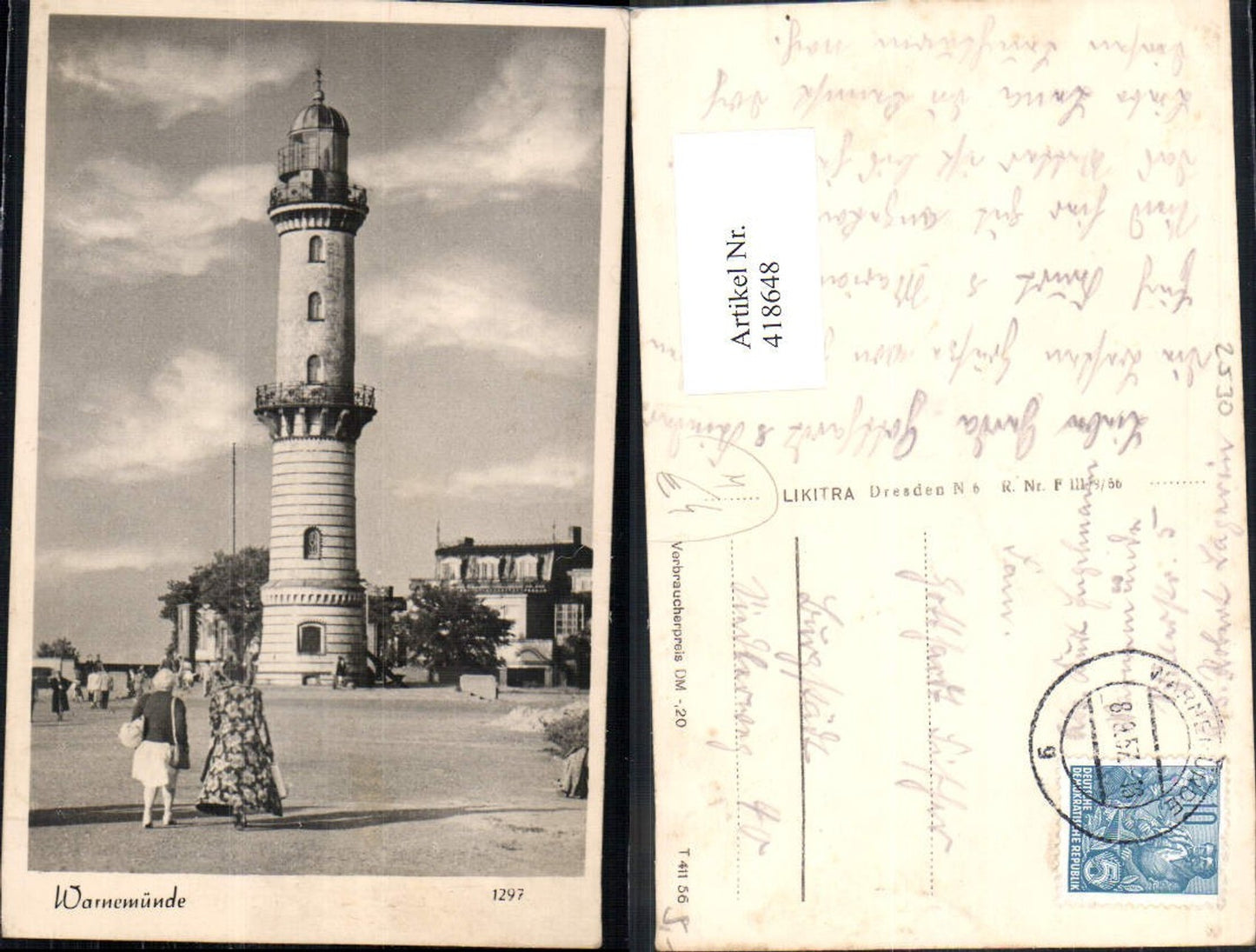 418648,Foto Ak Warnemünde Leuchtturm