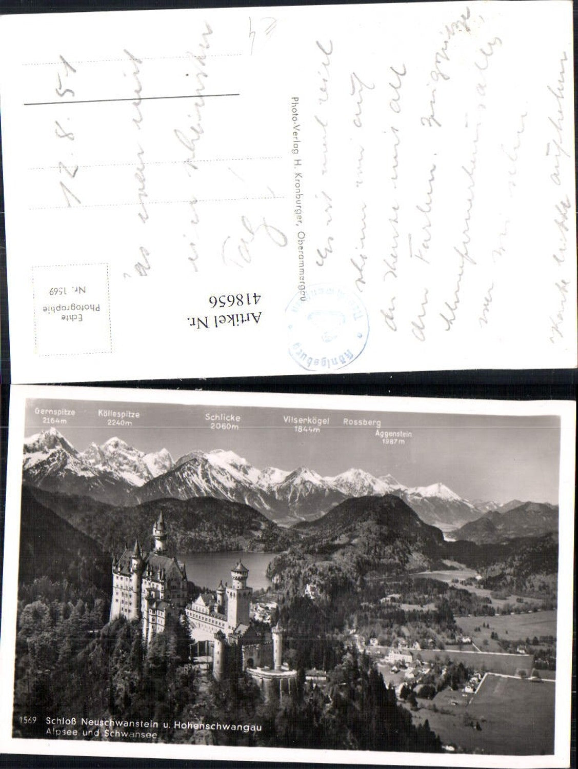 418656,Foto Ak Schloss Neuschwanstein u. Hohenschwangau Alpsee Schwansee b. Füssen
