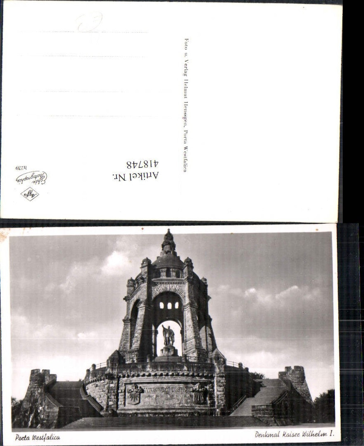 418748,Foto Ak Porta Westfalia Denkmal Kaiser Wilhelm I Statue Monument