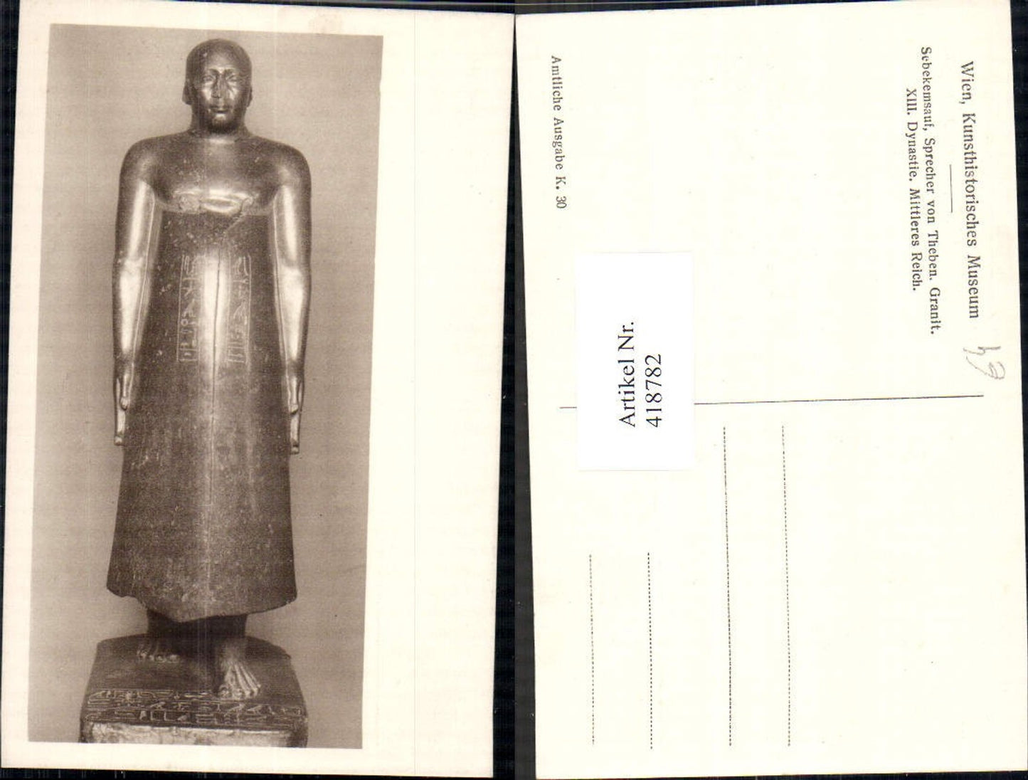 418782,Wien Kunsthistorisches Museum Sebekemsauf Granit Statue Monument