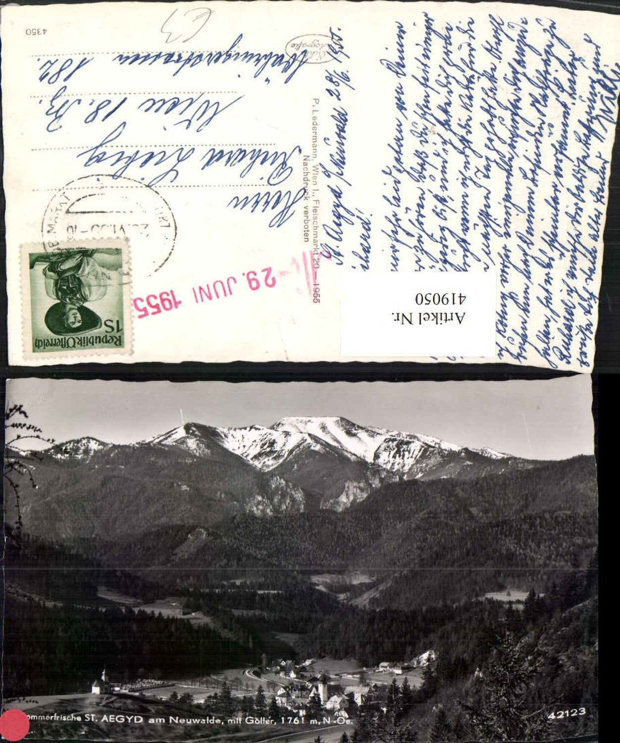419050,St. Aegyd am Neuwalde Totale m. Göller Bergkulisse